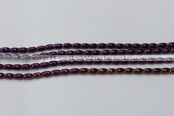 CHE805 15.5 inches 4*6mm rice plated hematite beads wholesale