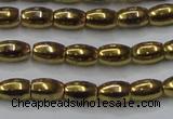 CHE811 15.5 inches 5*8mm rice plated hematite beads wholesale