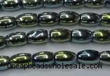 CHE814 15.5 inches 5*8mm rice plated hematite beads wholesale