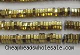 CHE827 15.5 inches 1*2mm hexagon plated hematite beads wholesale