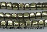 CHE877 15.5 inches 4*4mm dice plated hematite beads wholesale