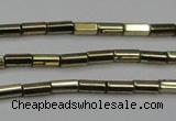 CHE907 15.5 inches 2*4mm faceted tube plated hematite beads wholesale