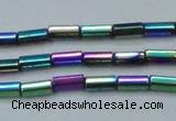 CHE910 15.5 inches 2*4mm faceted tube plated hematite beads wholesale