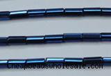 CHE911 15.5 inches 2*4mm faceted tube plated hematite beads wholesale