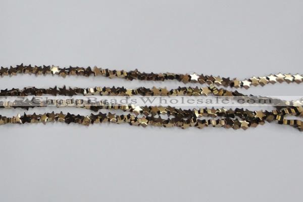 CHE948 15.5 inches 6mm star plated hematite beads wholesale