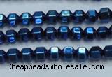 CHE987 15.5 inches 4*4mm plated hematite beads wholesale