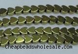 CHE992 15.5 inches 4*4mm heart plated hematite beads wholesale