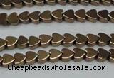 CHE993 15.5 inches 4*4mm heart plated hematite beads wholesale