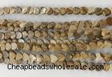 CHG110 15.5 inches 6mm flat heart picture jasper beads wholesale