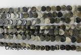 CHG112 15.5 inches 6mm flat heart black silver leaf beads wholesale