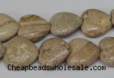 CHG41 15.5 inches 14*14mm heart picture jasper beads wholesale