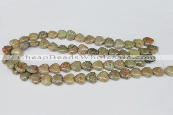 CHG45 15.5 inches 14*14mm heart New unakite gemstone beads wholesale