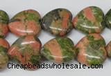 CHG60 15.5 inches 16*16mm heart unakite gemstone beads wholesale