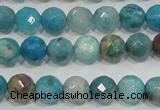 CHM212 15.5 inches 8mm faceted round blue hemimorphite beads