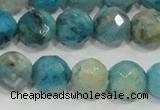 CHM215 15.5 inches 14mm faceted round blue hemimorphite beads