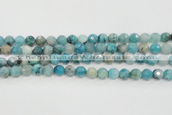 CHM215 15.5 inches 14mm faceted round blue hemimorphite beads