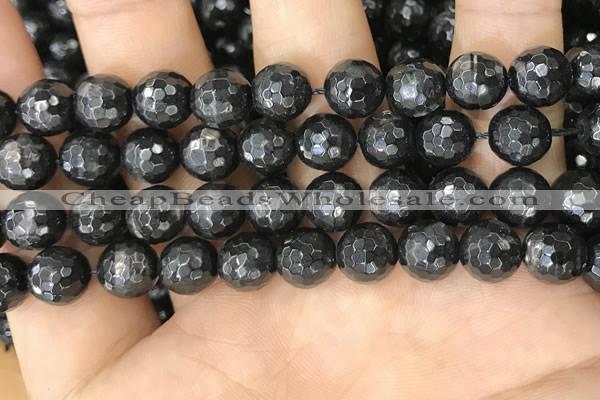 CHS46 15.5 inches 10mm faceted round natural hypersthene beads