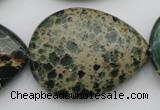 CIJ40 15.5 inches 30*40mm flat teardrop impression jasper beads wholesale