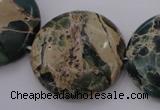 CIJ48 15.5 inches 30mm flat round impression jasper beads wholesale