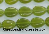 CKA113 15.5 inches 12*16mm flat teardrop Korean jade gemstone beads