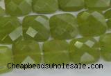 CKA116 15.5 inches 14*14mm faceted square Korean jade beads