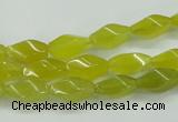 CKA21 15.5 inches 6*12mm twisted rice Korean jade gemstone beads