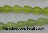 CKA211 15.5 inches 8*12mm teardrop Korean jade gemstone beads