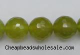 CKA221 15.5 inches 16mm faceted round Korean jade gemstone beads