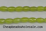 CKA225 15.5 inches 6*8mm faceted rice Korean jade gemstone beads