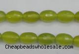 CKA226 15.5 inches 8*12mm faceted rice Korean jade gemstone beads