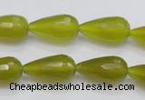 CKA229 15.5 inches 10*20mm faceted teardrop Korean jade gemstone beads