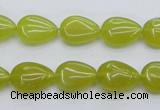 CKA255 15.5 inches 10*14mm flat teardrop Korean jade gemstone beads