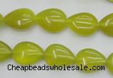 CKA256 15.5 inches 12*16mm flat teardrop Korean jade gemstone beads