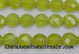 CKA265 15.5 inches 10mm faceted coin Korean jade gemstone beads