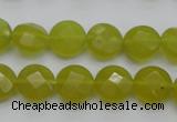 CKA266 15.5 inches 12mm faceted coin Korean jade gemstone beads