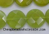 CKA267 15.5 inches 20mm faceted coin Korean jade gemstone beads