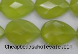 CKA276 15.5 inches 18*25mm faceted flat teardrop Korean jade gemstone beads