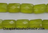 CKA280 15.5 inches 10*14mm faceted rectangle Korean jade gemstone beads