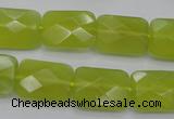 CKA281 15.5 inches 13*18mm faceted rectangle Korean jade gemstone beads