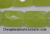 CKA283 15.5 inches 18*25mm faceted rectangle Korean jade gemstone beads