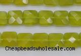 CKA285 15.5 inches 10*10mm faceted square Korean jade gemstone beads