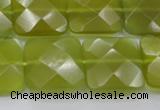 CKA287 15.5 inches 20*20mm faceted square Korean jade gemstone beads