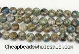 CKJ486 15.5 inches 10mm flat round natural k2 jasper beads