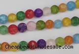 CKQ02 15.5 inches 6mm round matte dyed crackle quartz beads