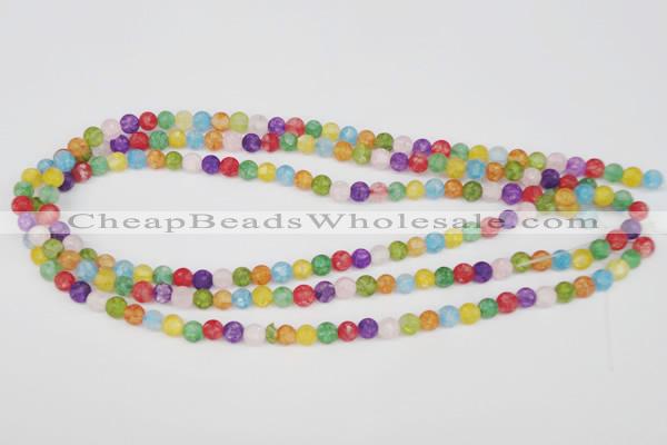 CKQ02 15.5 inches 6mm round matte dyed crackle quartz beads