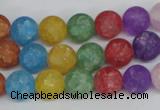 CKQ04 15.5 inches 10mm round matte dyed crackle quartz beads