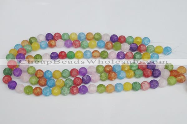 CKQ04 15.5 inches 10mm round matte dyed crackle quartz beads