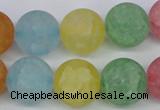 CKQ07 15.5 inches 16mm round matte dyed crackle quartz beads