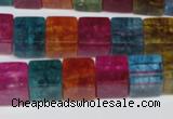 CKQ116 15.5 inches 10*10mm cube dyed crackle quartz beads