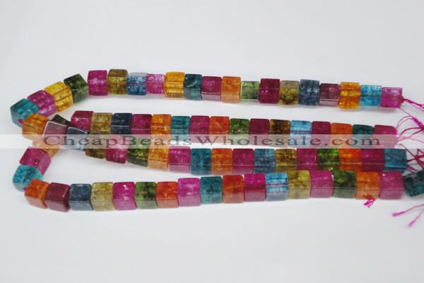 CKQ116 15.5 inches 10*10mm cube dyed crackle quartz beads